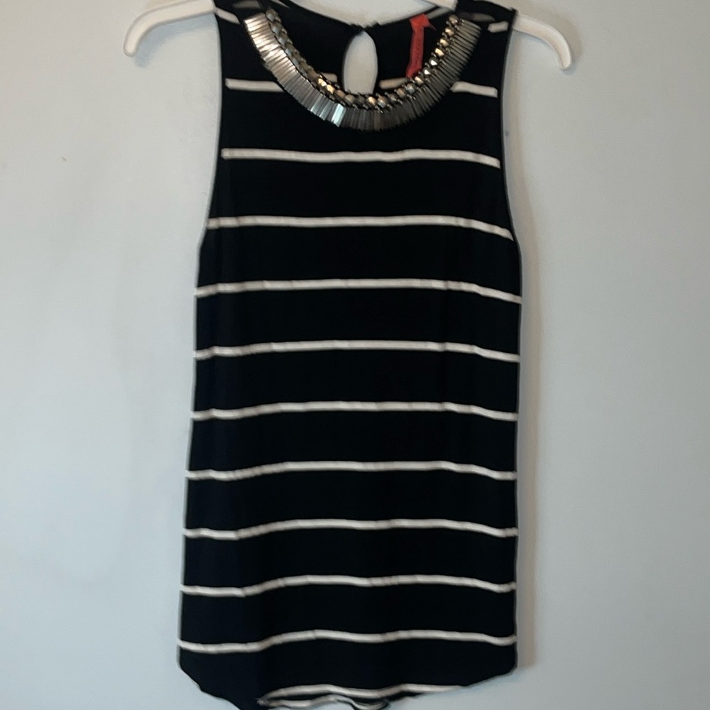 Striped & Embellished Tunic Tank Size Small